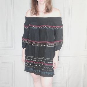 Lush Embroidered Off Shoulder Dress